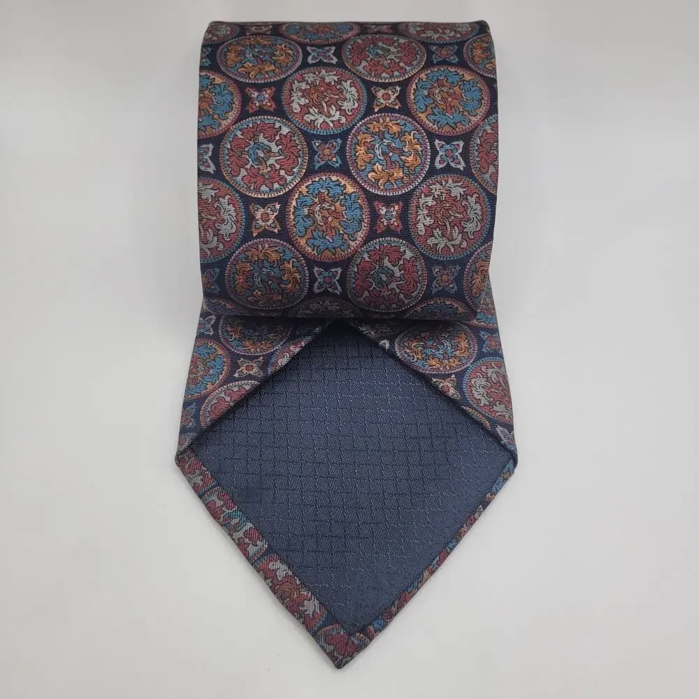 VTG Christian Dior Tie Geometric Print Silk Necktie Mosaic Medallion Tapestry - Picture 2 of 4